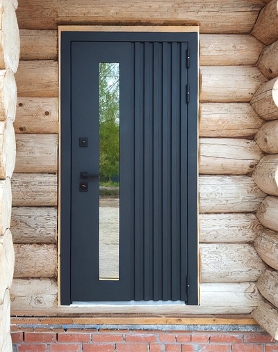 Дверь с металлорейками