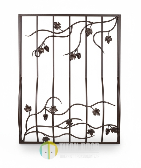 Дутая оконная решетка с коваными элементами «виноград»