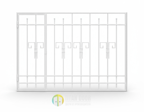 Сварная решетка белого цвета с открывающейся створкой