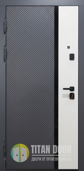 Квартирная входная дверь с панелями МДФ серо-белого цвета