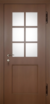 Металлическая утепленная термодверь со стеклопакетом и влагостойкими панелями МДФ Металлическая утепленная термодверь со стеклопакетом и влагостойкими панелями МДФ