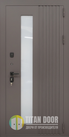 Уличная входная термодверь со стеклопакетом, металлорейками и порошковым покрытием