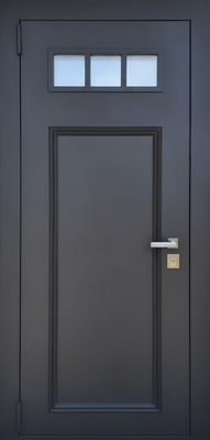Входная утепленная термодверь с остеклением, металлобагетом и порошковым окрашиванием