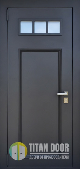 Входная утепленная термодверь с остеклением, металлобагетом и порошковым окрашиванием