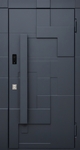 Входная современная дверь с бугельной ручкой и 3D панелями МДФ антрацит