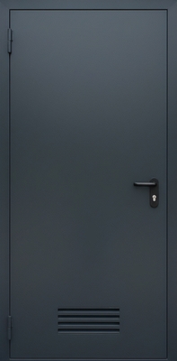 Однопольная техническая глухая дверь с вентиляционной решеткой и порошковой покраской антрацит