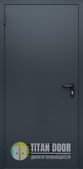 Однопольная техническая глухая дверь с вентиляционной решеткой и порошковой покраской антрацит