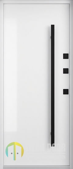 Современная стальная дверь с бугельными ручками и окрашенными панелями MDF (графит и белый)