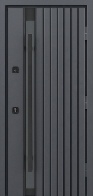 Современная стальная дверь с бугельными ручками и окрашенными панелями MDF (графит и белый)