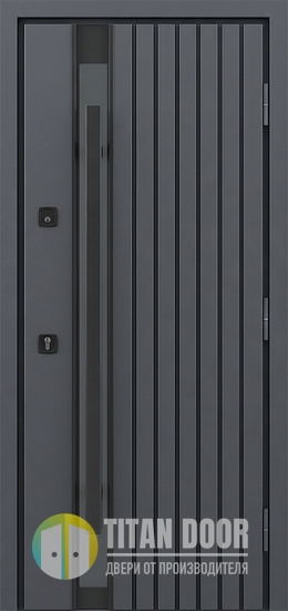 Современная стальная дверь с бугельными ручками и окрашенными панелями MDF (графит и белый)