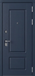 Металлическая дверь с темно-синими панелями МДФ с классической фрезеровкой