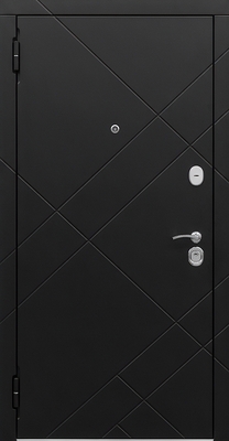 Входная дверь с черными панелями МДФ с линейной фрезеровкой