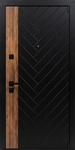 Квартирная дверь с черными фрезерованными панелями МДФ и вставкой ПВХ