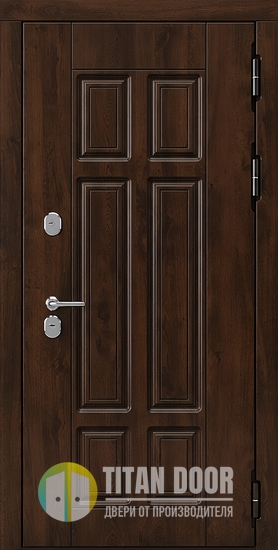 Металлическая дверь для квартиры с коричневыми панелями МДФ с фрезерованным рисунком Металлическая дверь для квартиры с коричневыми панелями МДФ с фрезерованным рисунком