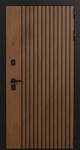 Стальная квартирная дверь с панелями МДФ коричневого цвета с линейной фрезеровкой