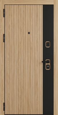 Металлическая дверь с комбинированными панелями МДФ ПВХ с черной вставкой