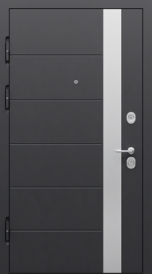 Стальная квартирная дверь с панелями МДФ графит и вертикальной вставкой