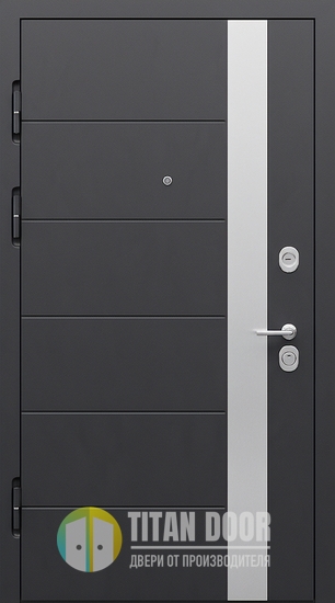 Стальная квартирная дверь с панелями МДФ графит и вертикальной вставкой