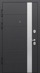 Стальная квартирная дверь с панелями МДФ графит и вертикальной вставкой