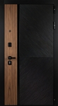 Стальная дверь в квартиру с панелями МДФ черного цвета со вставкой ПВХ