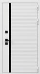 Входная дверь с белыми панелями МДФ и черной вертикальной полоской