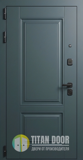 Стальная дверь с фрезерованными панелями МДФ с покраской темно-зеленой эмалью