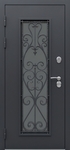 Входная утепленная термодверь со стеклопакетом, решеткой и порошковым покрытием муар
