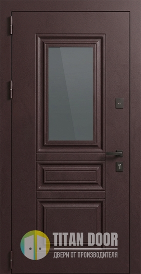 Утеплённая входная термодверь со стеклопакетом, металлофилёнкой и порошковым покрытием