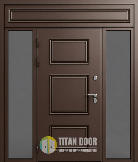 Входная группа с терморазрывом, остеклением, металлобагетом и порошковым покрытием коричневого цвета