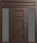 Входная группа с терморазрывом, остеклением, металлобагетом и порошковым покрытием коричневого цвета