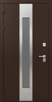 Остекленная входная уличная термодверь с коричневым полимерным покрытием и нержавеющей вставкой