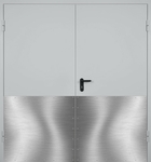 Двупольная глухая противопожарная дверь ДПМ-02 EI-60 RAL 7035 (серая) с широкими отбойниками