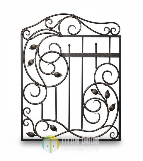 Стальная фигурная решетка на окно кованого типа с листвой Стальная фигурная решетка на окно кованого типа с листвой