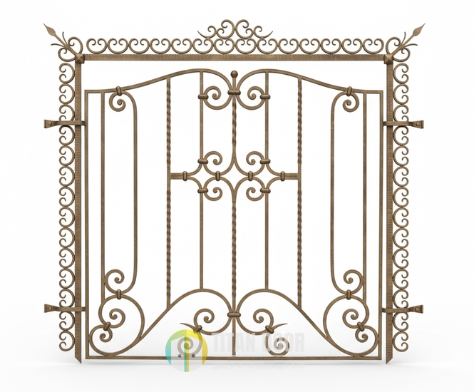 Стальная решетка на окно из кованых элементов Стальная решетка на окно из кованых элементов