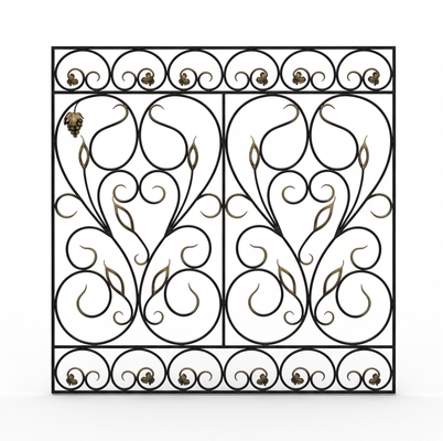 Стальная решетка на окно частного дома с ковкой и патиной