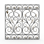 Стальная решетка на окно частного дома с ковкой и патиной